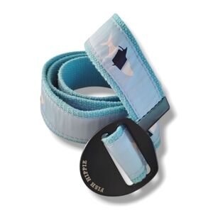 Fish Hippie D-Ring Web Belt | Light Blue | Medium (40") | 1.5" Wide Coastal Prep